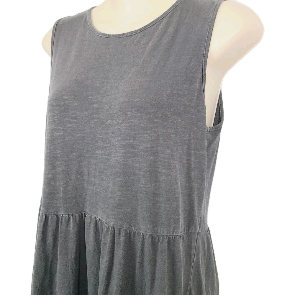 Old Navy Maxi Dress Gray Knit Tiered Sleeveless‎ Casual Stretch Flowy Small S